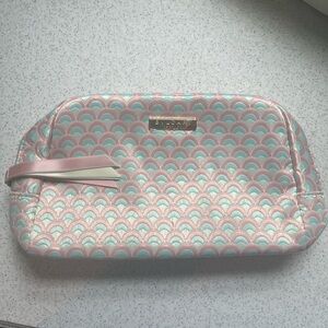 Bulgari Pink and Blue Cosmetic Bag with Chevron Pattern